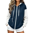 thumbnail image 3 of Jsaierl Women's Trendy Color Block Zip Up Hoodies Sweatshirts with Drawstring and Kangaroo Pocket Oversized Sporty Tops S-2XL, 3 of 6