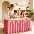 thumbnail image 4 of 75*180cm Solid Ruffled Desk Table Skirt Wrinkle Resistant Decorative Cover For Kitchen Indoor Event Table Decoration Red, 4 of 4