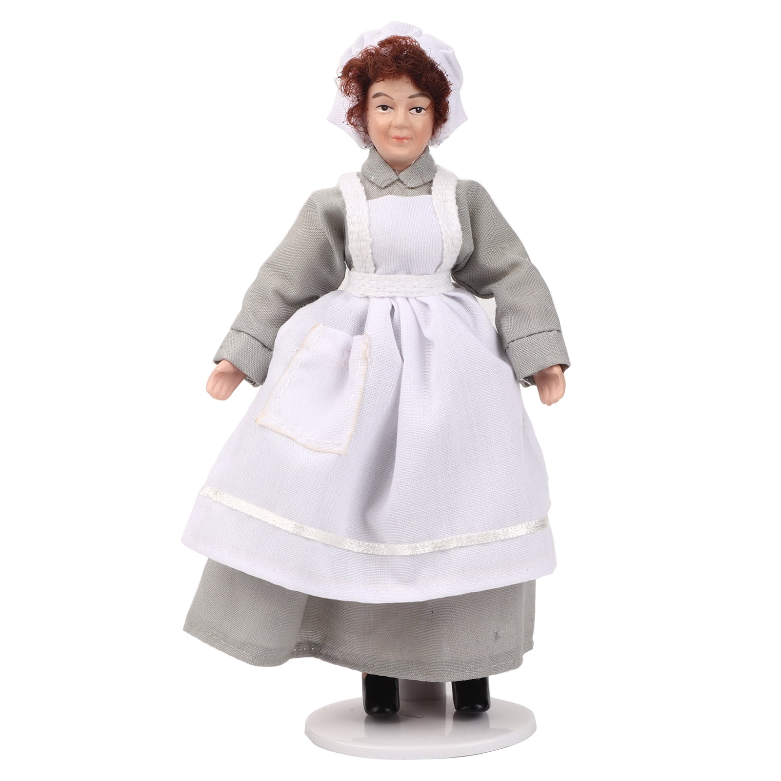 MAID DOLLS HOUSE MAID/ SERVANT PORCELAIN DOLL WITH STAND 12TH SCALE .QUALITY 
