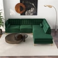 thumbnail image 3 of Kole Green Velvet Modern Living Room Corner Sectional Couch, 3 of 7