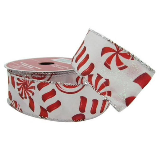 1.5" Taffeta Wired Candy Cane Ribbon Craft Fabric Christmas Themed