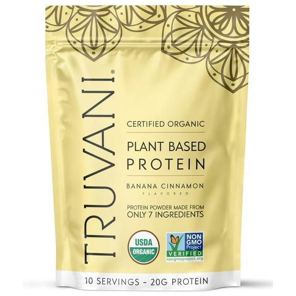 Truvani Vegan Pea Protein Powder | Banana Cinnamon | 20g Organic Plant Based Protein | 10 Servings | Keto | Gluten & Dairy Free | Low Carb | No Added Sugar