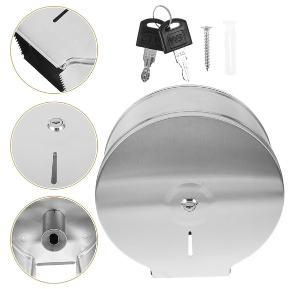 OUNONA Wall Mounted Tissue Holder Toilet Paper Stand Black Holders Silver