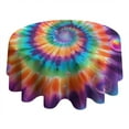 thumbnail image 4 of Rainbow Tie Dye Mandala Pattern Round Tablecloth 60"x60",Wrinkle Wipeable Table Cloth for Kitchen Dining Room Picnic Patio Party, 4 of 6
