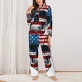 thumbnail image 2 of Fotbe American Flag Skull Conjunto de Pijama de Manga Larga para Mujer con Estampado, Ropa de Dormir de 2 Piezas, Conjunto de Casa Suave y Cómodo con Bolsillos-Large, 2 of 7