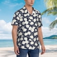 thumbnail image 2 of Wukai Daisies Flowers Men's Hawaiian Shirt Short Sleeve Casual Button Down Summer Beach Aloha Shirt Tropical Print Holiday Party, 2 of 8