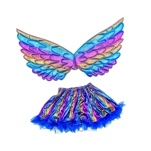 Sparkly Girls Butterfly Wing Costume Fancy Dress up Fairy Prop Cosplay Outfit para fiesta Juego de imaginación Vacaciones de , Azul B-Azul Yinane Disfraz de ala de hada