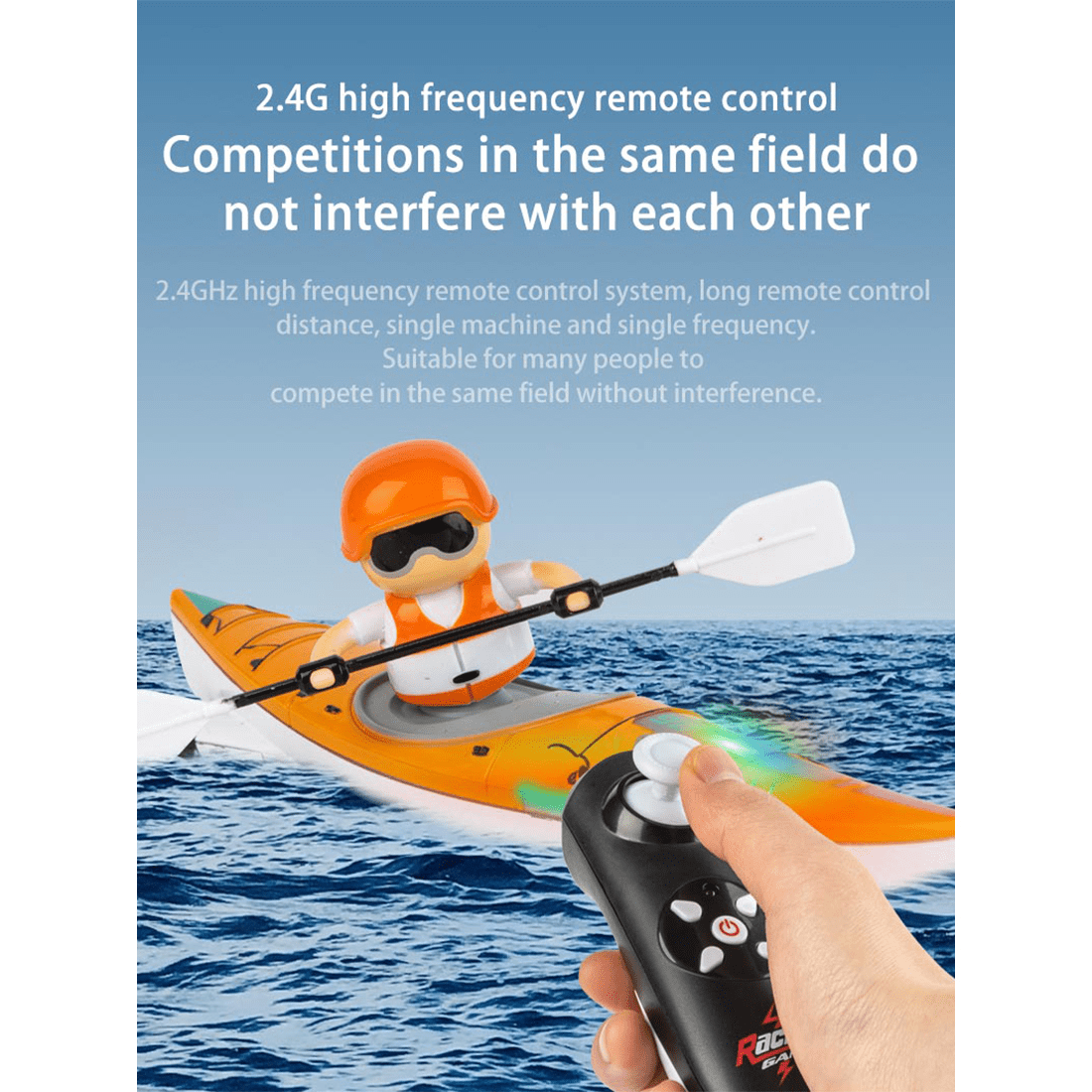 RC Kayak with Unique Paddling Propulsion & Anti-Capsize Design, 2.4G Remote Control Watercraft with LED Light for Adults, RC Boat for Pools, Calm Water, Green