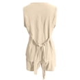 thumbnail image 4 of Arlun Women's Summer 2 Piece Sets Dressy V-Neck Sleeveless Slim Fit Vest Matching Drawstring Shorts Trendy Solid Color Simple Stylish Two Piece Outfits with Back Tie Design Beige XXL, 4 of 5