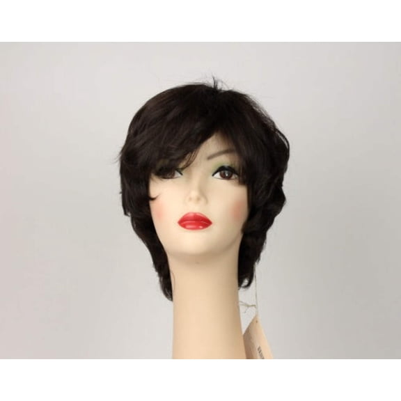 European Human Hair Freeda Wig Linda Deep Dark Brown Size L