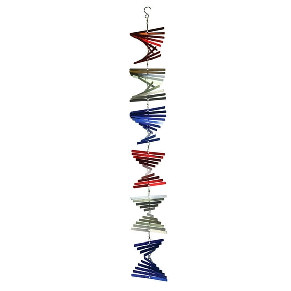 In the Breeze 7055 - Patriot Stacked Shimmer Helix Spinner with Hang-It S Hook - Colorful & Patriotic Metal Hanging Décor