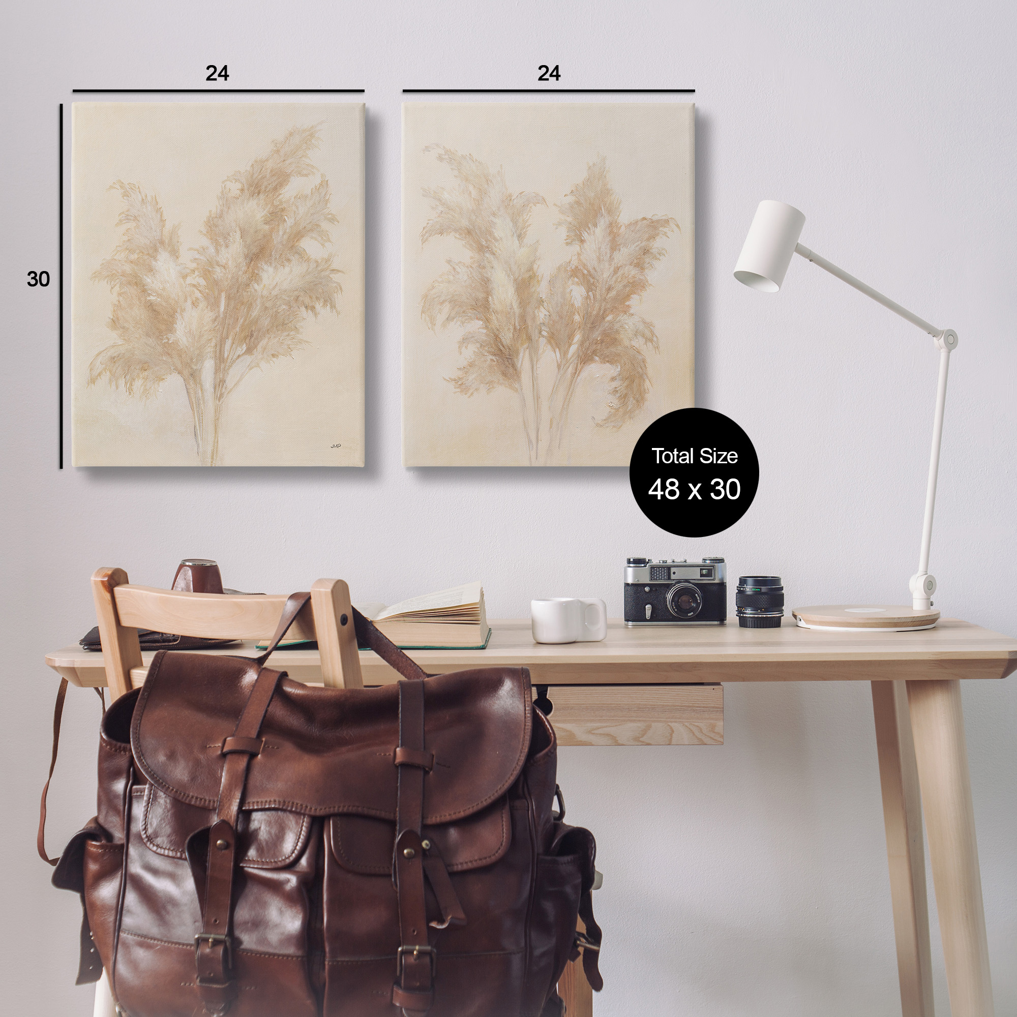 Stupell Industries Rural Reeds Studies Botanical & Floral Drawing Gallery Wrapped Canvas Art Print Wall Art, 24 x 30, Set of 2