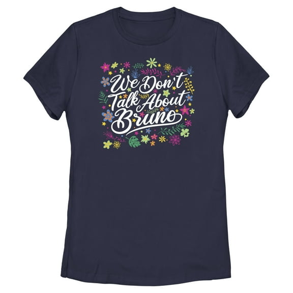 Women's Encanto We Don't Talk About Bruno Quote  Graphic Tee Navy Blue Medium