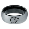 thumbnail image 2 of Tungsten Cat Love Cats Lover Kitten Kitty Feline Band Ring 8mm Men Women Comfort Fit Black Dome Brushed Gray Polished, 2 of 4