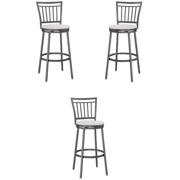 Home Square Metal Swivel Counter Stool in Gray Finish - Set of 3