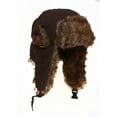 thumbnail image 2 of Winter Faux Fur Brown Aviator Cap, 2 of 5