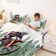 thumbnail image 3 of Castle Fairy Watercolor Motocross Queen Sheet Sets 4 Pieces for Teens, Forest Mud Trail Bed Set for Rustic Bedroom, Red Green, 3 of 6