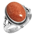 thumbnail image 1 of 925 Sterling Silver Ring For Women - Teens Brown Gold Sunstone Gemstone Silver Ring Size 12.5 Simple Silver Ring Size 12.5 New Year Gift For Girl Friend Gemstone 925 Silver Jewelry, 1 of 5