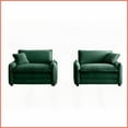 thumbnail image 6 of Green Corduroy Cushion Back Deep Seated Sofa – 2 Single Seats for Living Room/Office | Retro-Modern Style, 6 of 14