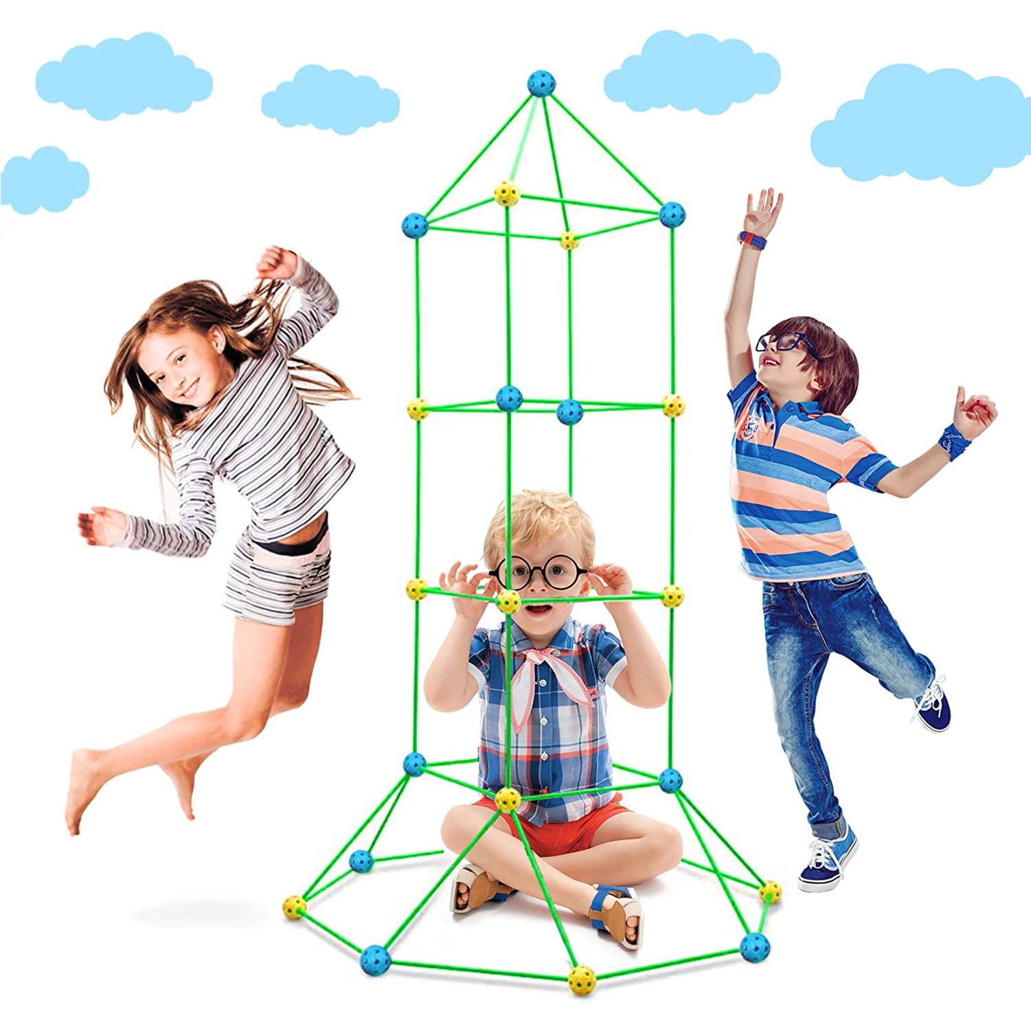 Kepooman Kids DIY Fort Building Kit for Children Boys Girls, Without Curtain Kepooman Kids DIY Fort Building Kit for Children Boys Girls, Without Curtain