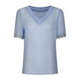 thumbnail image 2 of QLEICOM Women's V Neck Lace Crochet Tunic Tops, Flowy Casual Blouses Shirts, Casual Loose Tunic Short Sleeve Swiss Tops, Tees & Blouses Fit S-XXL, Gifts for Mom on Clearance, 2 of 5