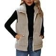 thumbnail image 2 of Ftwytp Women's Plus Size Winter Vest Jackets Fleece Jackets Warm Coat Casual Jackets Sleeveless Coat Solid Color Lapel Plush Long Loose Coat, 2 of 4