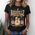 thumbnail image 3 of Womens Lightweight Crew Neck Short Sleeve T Shirt Nashville Tennessee Guitar Rose Vintage Print Casual Fashion Tee Ideal For Outdoor Festival And Daily Leisure Occasions Black XL, 3 of 4