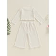 thumbnail image 6 of Caoirhny Toddler Baby Girls Pants Set 6 12 18 Months 2T 3T 4T Long Sleeve Crew Neck T-shirt with Pants Clothing Set Fall Outfit, 6 of 9