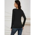 thumbnail image 2 of Womens Long Sleeve T Shirt Scoop Neck Shirts Skinny Fitted Casual Basic Tops, 2 of 5