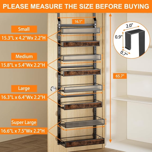 Over The Door Pantry Organizer with Adjustable Basket