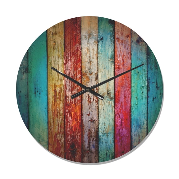Designart 'Traditional Wooden Pattern ' Farmhouse Wood Wall Clock