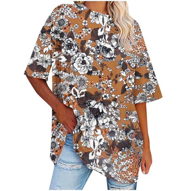 Camiseta Corta con Cuello Redondo Y Gota Del Hombro para las Mujeres