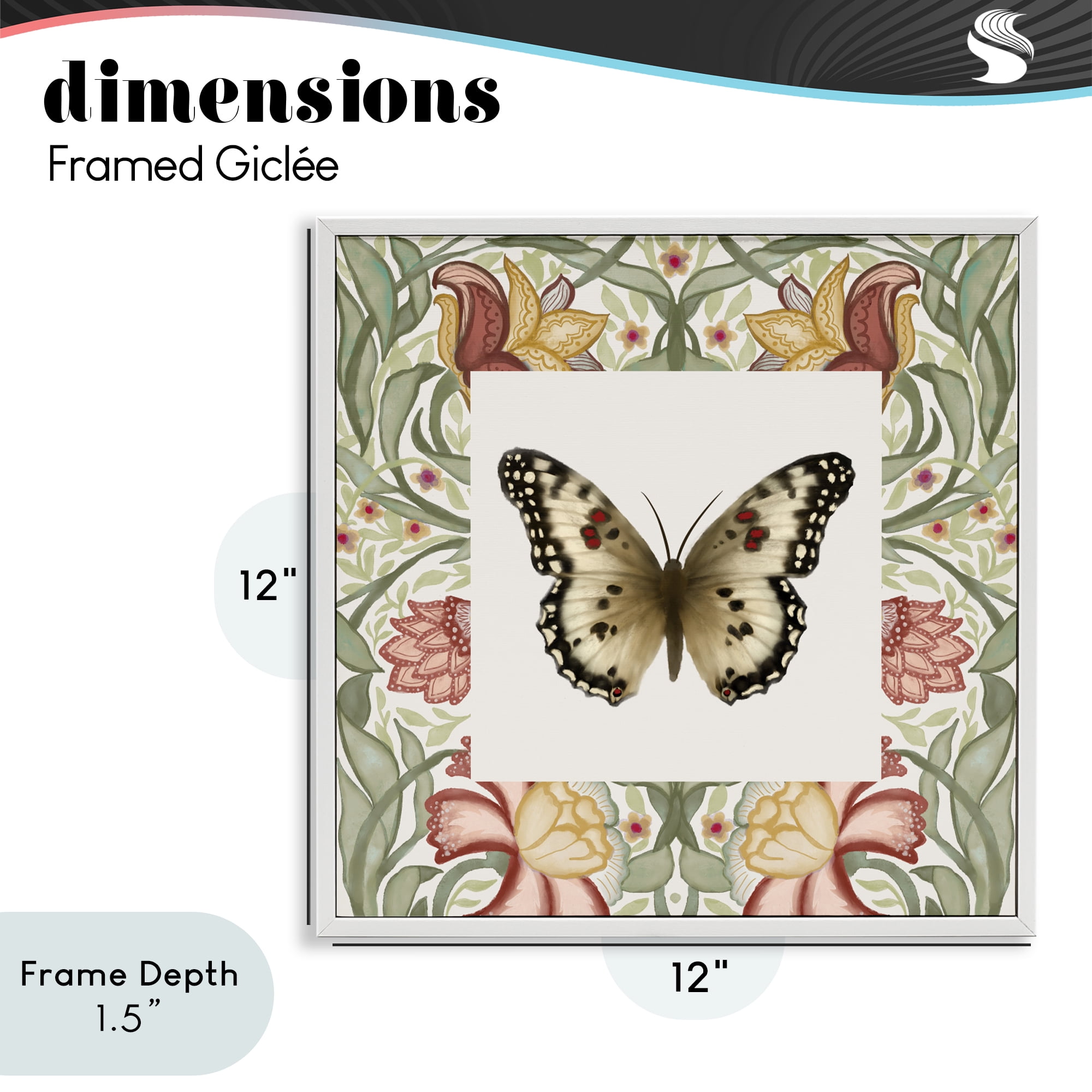 Stupell Industries Warm Toned Baroque Butterfly White Framed Giclee Art, design by Elizabeth Medley