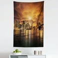 thumbnail image 1 of New York Tapestry, Manhattan at Sunset New York from Brooklyn Reflections Seaport Scenery Print, Fabric Wall Hanging Decor for Bedroom Living Room Dorm, 5 Sizes, Orange Black, by Ambesonne, 1 of 1