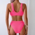 thumbnail image 5 of Women's Bikini Set Fashion Solid Color Two Piece Sexy Swimsuit with Removable Bra Pads No Underwire for Beach Vacation,Hot Pink,S, 5 of 8