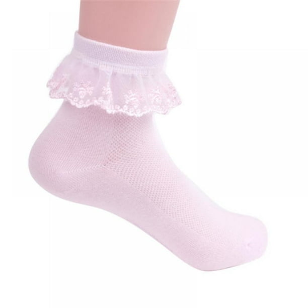 BabyGirls Eyelet Turn Cuff Ruffle Lace Socks Lace Socks for Newborn