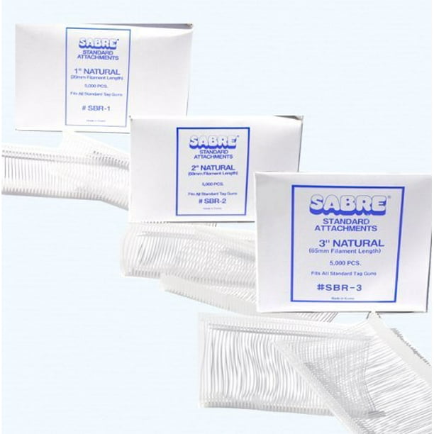 Tagging Gun Fasteners SABRE STANDARD ATTACHMENTS 1" NATURAL 5000