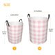 thumbnail image 3 of Balery Pink Checkboard Cesta de ropa redonda con asas, impermeable, independiente, para ropa, juguetes, dormitorio y familia-Small, 3 of 6