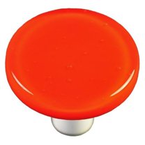 Hot Knobs HK1008-KRB Opal Orange Round Glass Cabinet Knob - Black Post