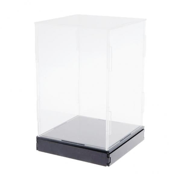 Transparent Acrylic Display Cube Case Dustproof Storage Box with Lights 8x8x14" 