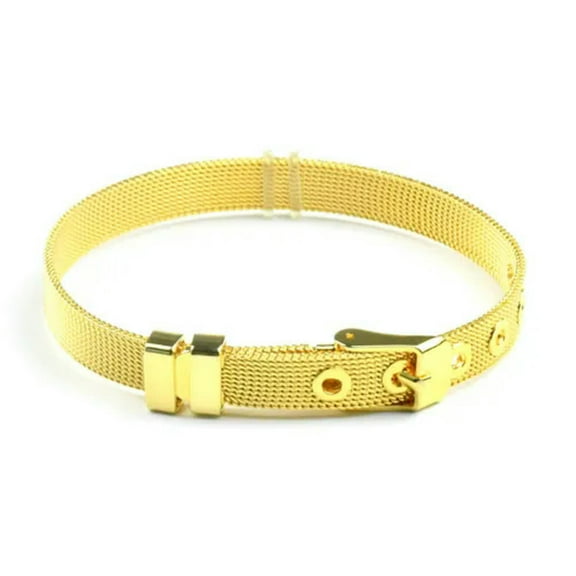 HOOUN Men Woman Adjustable Stainless Steel Milanese Loop Mesh Bracelet Watchband Belt -Gold