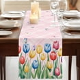 thumbnail image 3 of Table Runners 70 Inches Long Dress Scarves, Easter Tulip Farmhouse Coffee/Dining/Kitchen Table Decor, Holiday Table Runner, Colorful Flower Spring Butterfly Plant Pink 13x70 Inch, 3 of 9
