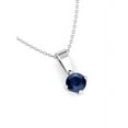 thumbnail image 2 of Natural Round Cut Blue Sapphire Pendant Solid Silver Chain Necklace Genuine Sapphire Gemstone Pendant, 2 of 4