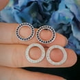 925 Silver Cubic Zircon Round Circle Stud Earrings Cute Fashion Brand