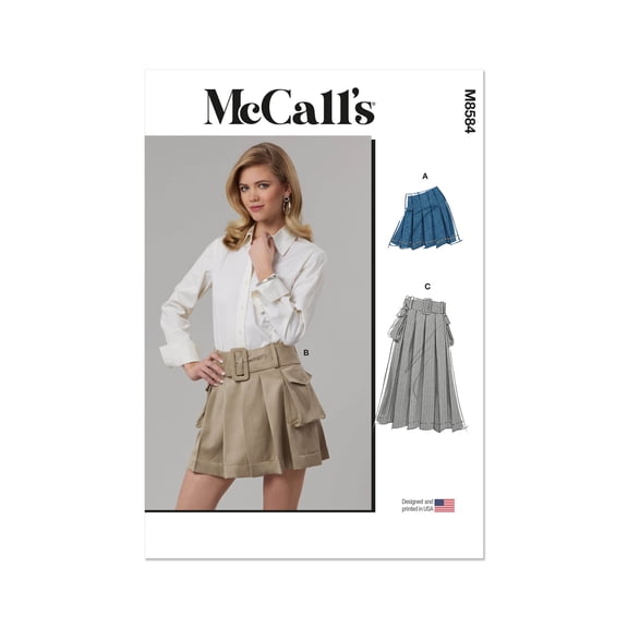 McCall's Sewing Pattern 8584 - Misses' Skirt in two lengths and Belt, Size: K5 (8-10-12-14-16)