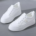 thumbnail image 5 of Women's Casual Shoes Breathable Lightweight Low Top Lace Up Sneakers for Daily Leisure Travel and Beach Outfits Fashion Design(Color:White,Size:8), 5 of 9
