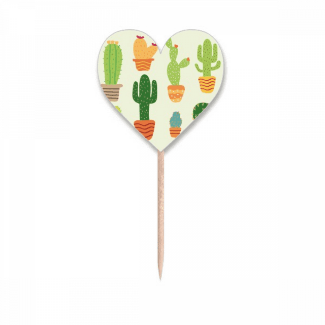 Cactus en Pot Succulentes Motif Cure-Dent Drapeaux Coeur Lable Cupcake Pics