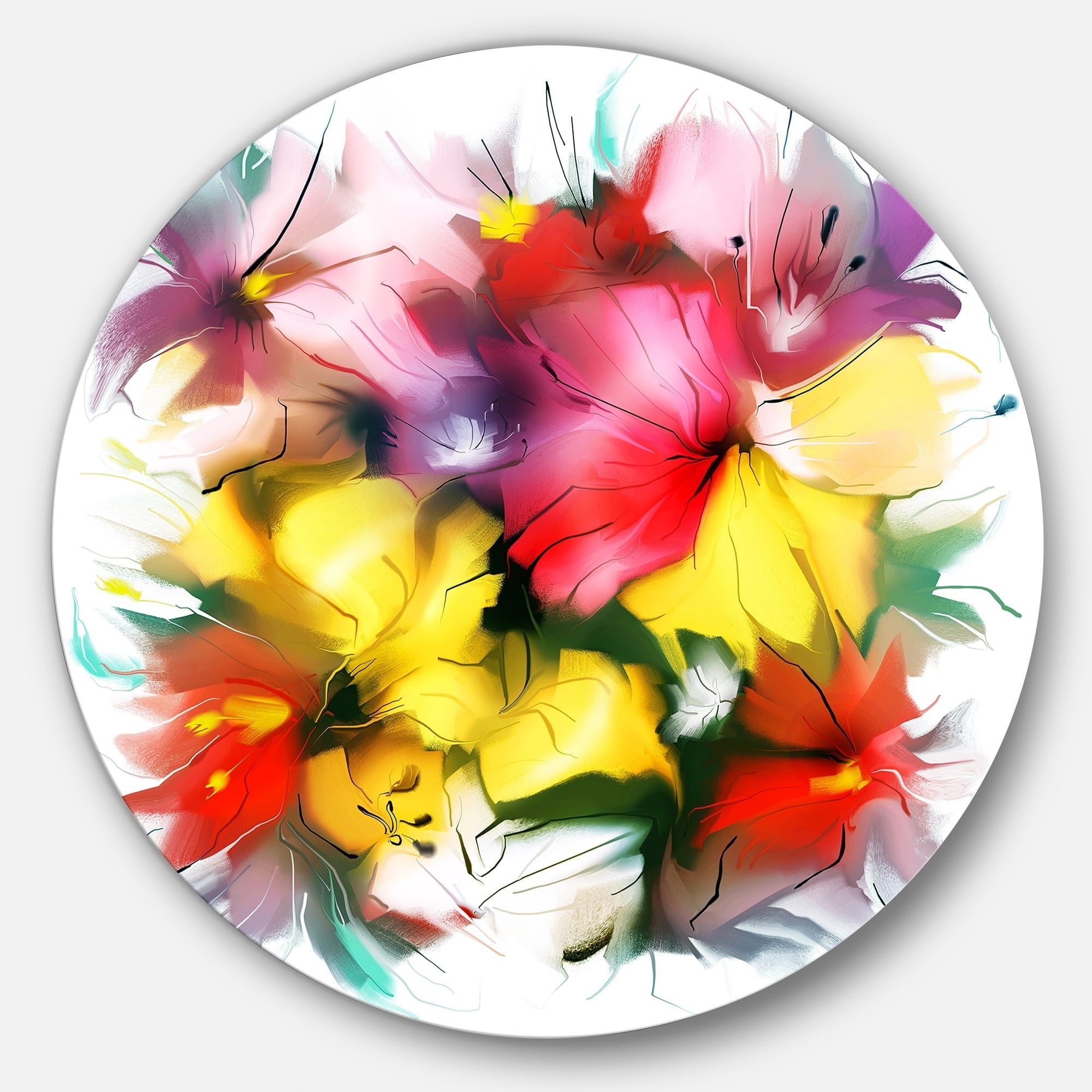 Disc of 23 23 H x 23 W x 1 D 1P Flowers Round Metal Wall Art Designart Blooming Red Rose on White