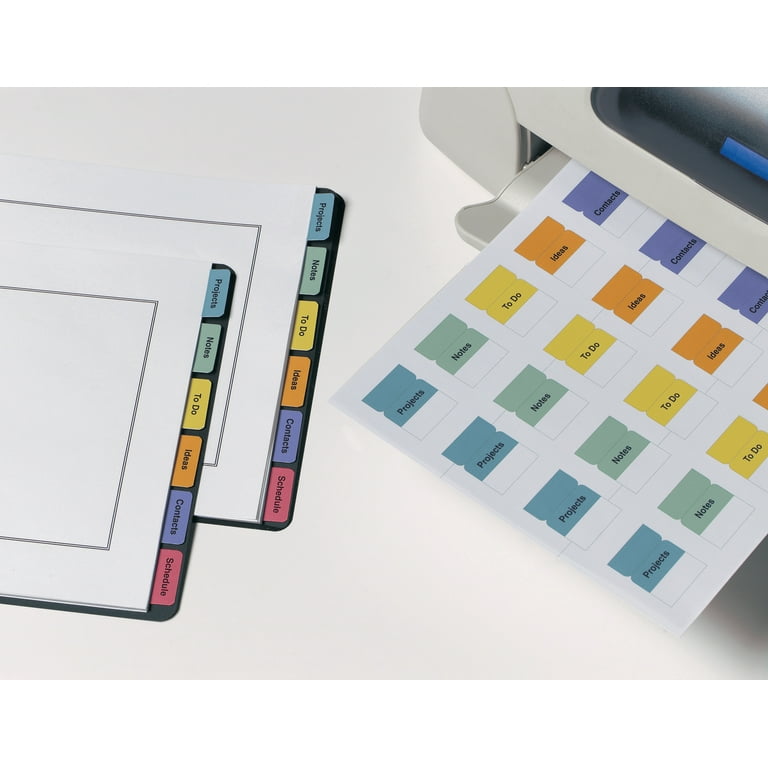 Printable Plastic Tabs with Repositionable Adhesive, 1/5-Cut, Assorted Colors, 1.25 Printable Plastic Tabs with Repositionable Adhesive, 1/5-Cut, Assorted Colors, 1.25
