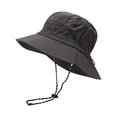 thumbnail image 2 of Xunmmm Unisex Bucket Hat With Adjustable Chinstrap Waterproof Packable Sun Hat Wide Brim UV Protection Fisherman Hat For Fishing Hiking Travel Dark Gray,A, 2 of 3